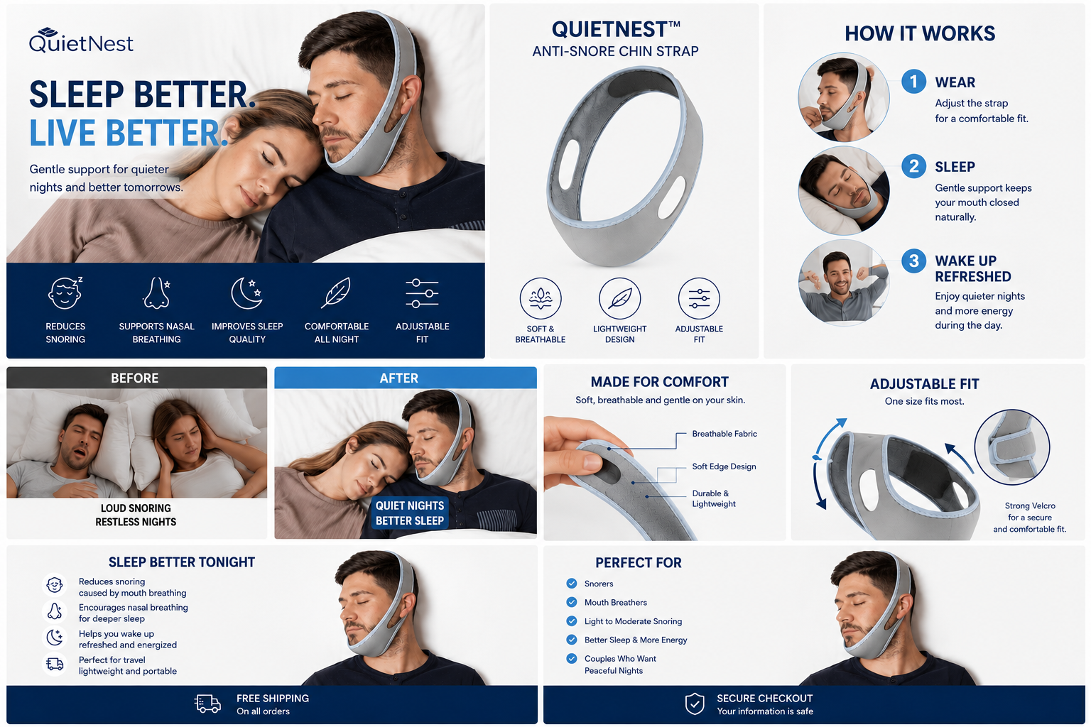 QuietNest™ Anti-Snore Chin Strap